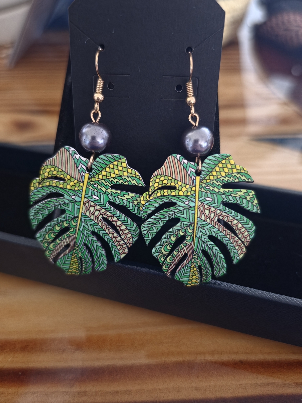 Tropical Monstera Leaf Dangle Earrings